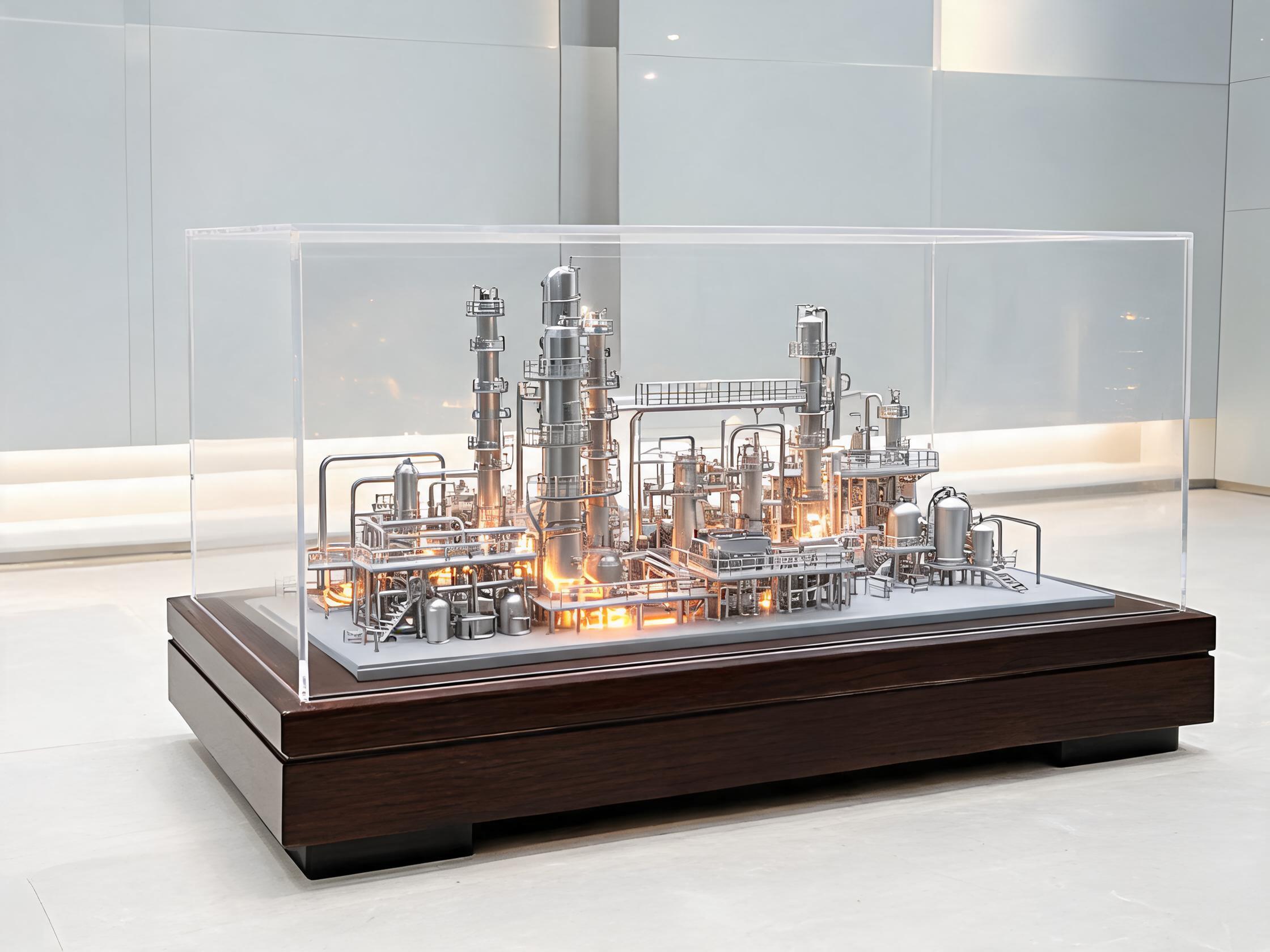 Industrial production line scale model at 1:50 with working conveyors and LED status lamps