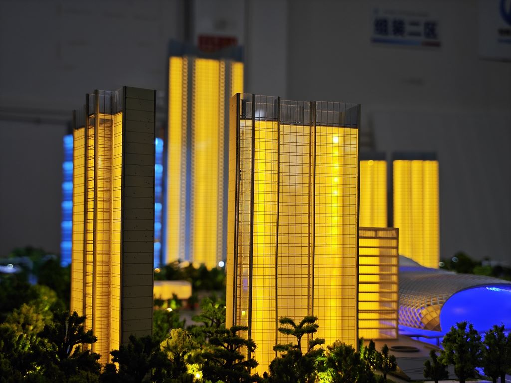 New energy architectural scale model storage containers and terminal charging zone with LED lighting